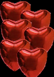 Red Heart Shaped Foil 6 Balloon Bouquet