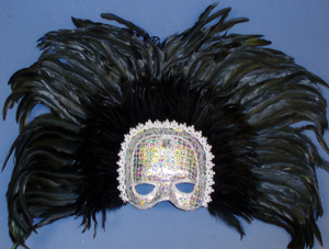 Deluxe Silver Face Full Feather Style Glitter Masquerade Ball Mask