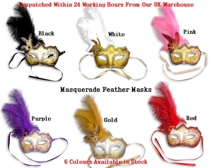 Feather Style Half Face Glitter Masquerade Ball Mask