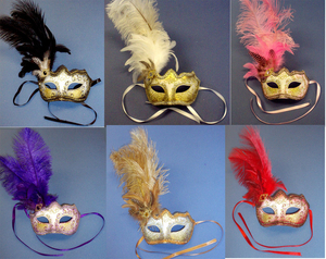 Feather Style Half Face Glitter Masquerade Ball Mask
