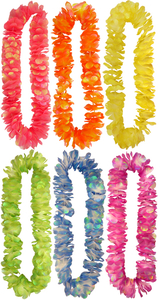 Shiny Glitter Hawaiian Leis - Single Colour Garlands with Flowers